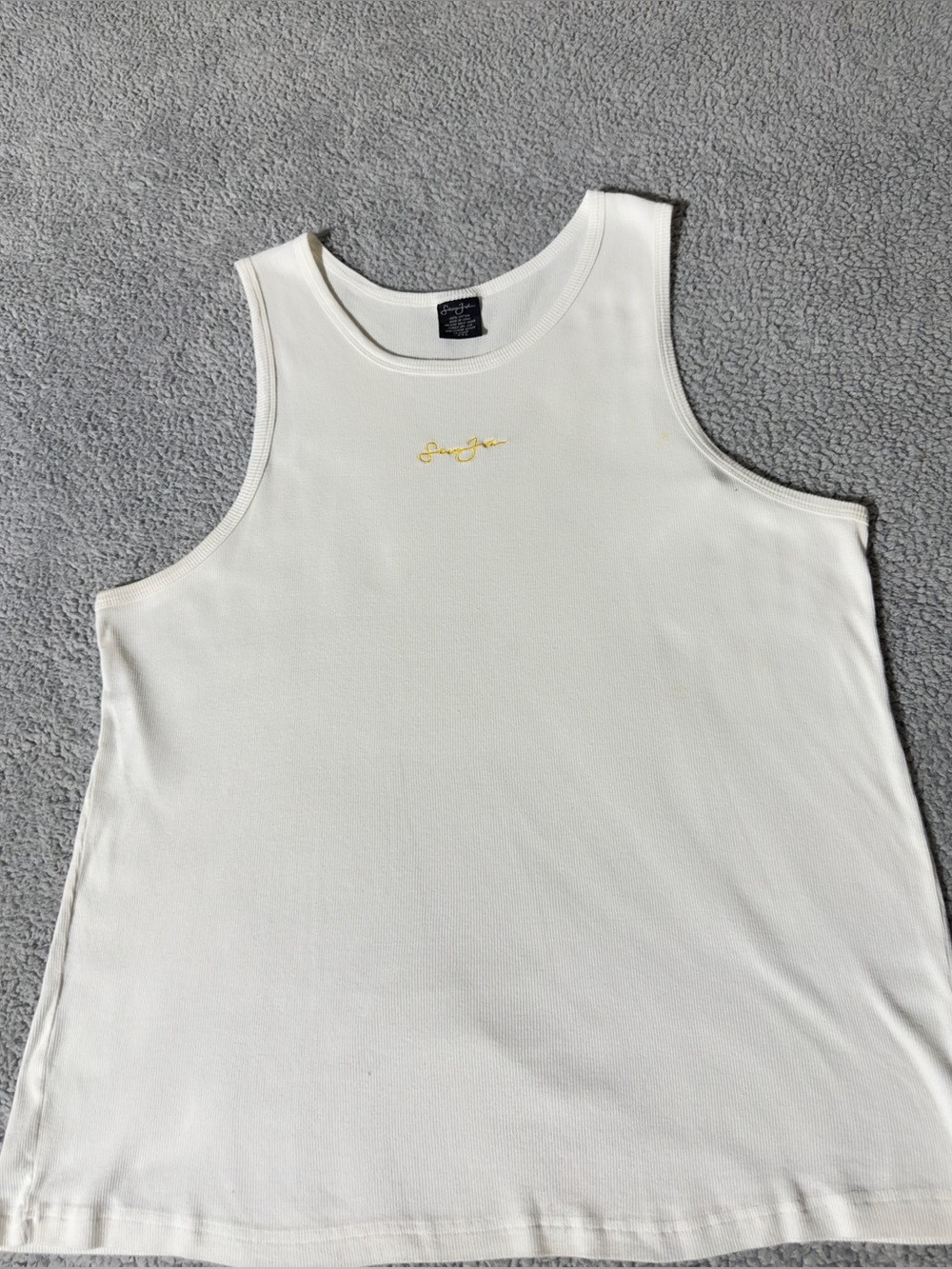 Sean John White Ribbed Tank Top Women’s XXL Sleeveless Stretch Casual Knit Top